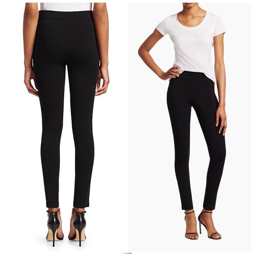 Theory Black Shawn C Fixture Ponte Knit Pull On Pant Leggings